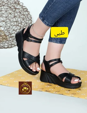 صندل طبی لژدار تابستانی زنانه رزی چرم سوگو