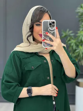 مانتو لینن جلو دکمه پایین ریش