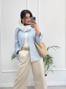 مانتو لینن راه راه آنه