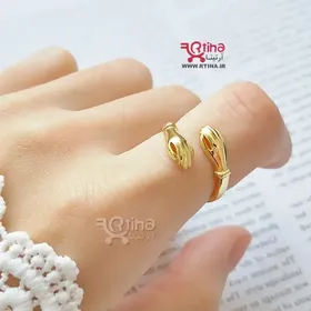 انگشتر طرح آغوش نقره ای طلایی دخترانه و زنانه/ فری سایز