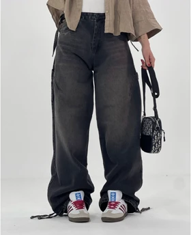 شلوار زنانه فول بگ پایین گت دار(6575G1)