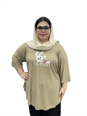 تیشرت تونیک زنانه سایز بزرگ طرح خرگوش RABBIT