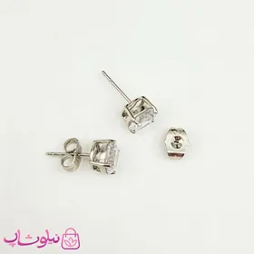 گوشواره دخترانه میخی ژوپینگ نقره ای سفید