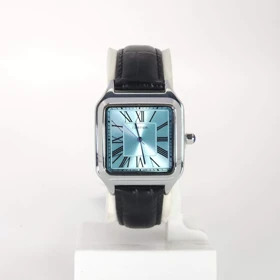 ساعت مچی مردانه کارتیر Cartier رنگ ثابت با بند چرم کد 2 (مشکی صفحه آبی)