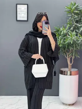 ست مانتو و شلوار راه راه