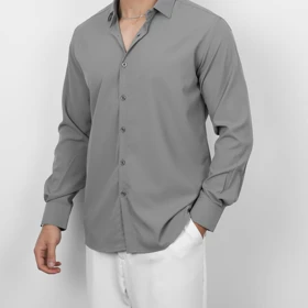 پیراهن مردانه دوشین استین بلند ساده کد 100614