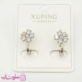 گوشواره دخترانه ژوپینگ مدل گل نقره ای