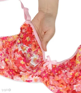 ست شورت و سوتین توری فنردار ژوبین کد 203 طرح گل‌گلی