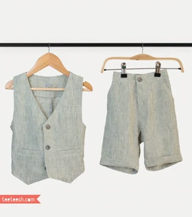 ست جلیقه شلوارک سبز