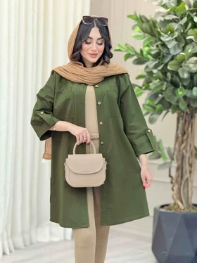 مانتو بغل سه دکمه جیب دوبل