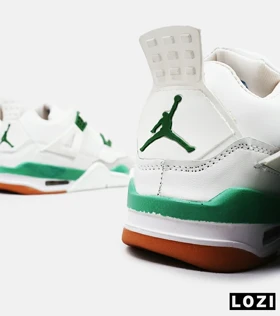 کتانی ساق‌دار زنانه و مردانه سفید طوسی سبز Nike air jordan 4 مدل 4829