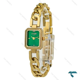 ساعت سیتیزن زنانه بند کارتیری طلایی صفحه سبز Citizen-8923-L
