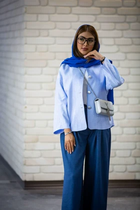 مانتو کتان لمه خطی 4 دکمه