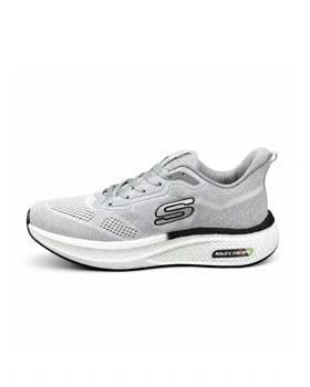 کفش کتانی بزرگ پا اسکیچرز رانینگ زیره بست طوسی SKECHERS