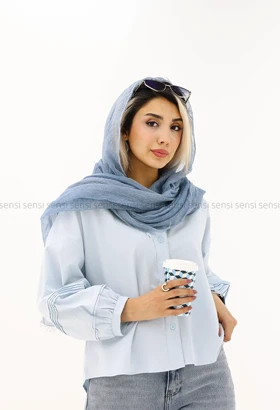 شومیز لینن آستین کرکره کد1005358