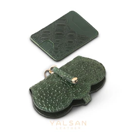 ست هدیه زنانه چرم یلسان مدل چیکا کد 193-MDS-GAN (سبز)