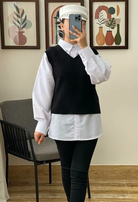 جلیقه بافت دو رنگ کد 3218