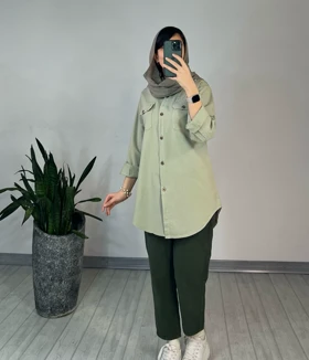 مانتو مداد رنگی پسته (کد 3140)