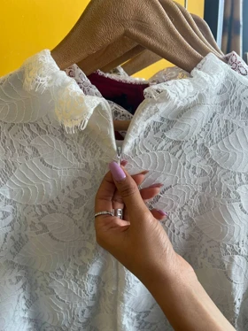 بلوز مجلسی زنانه گیپور آستردار وارداتی