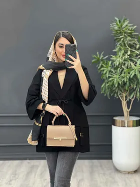 مانتو لینن جیب سگک دار