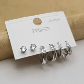 پک گوشواره نگین‌دار هانیس با آبکاری نقره925 رنگ سیلور