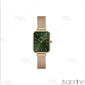 ساعت دنیل ولینگتون زنانه رزگلد صفحه سبز بند حصیری 105419