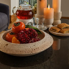 ظرف سفینه تراورتن کرم قطر 25 سانتی