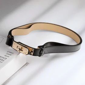 کمربند زنانه هرمس Hermes Kelly Leather Belt BL197 (مشکی)