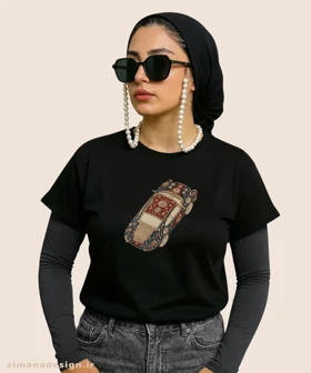 کراپ زنانه طرح ماشین تلفیق با فرش ایرانی