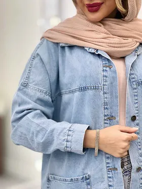 مانتو جین برش‌دار دو جیب