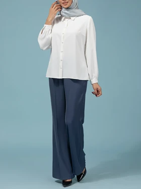 شومیز زنانه کرپ الیزه یقه مردانه 30111