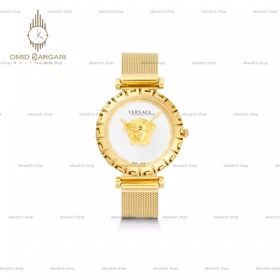 ساعت مچی ورساچه بند حصیری طلایی صفحه سفید Versace