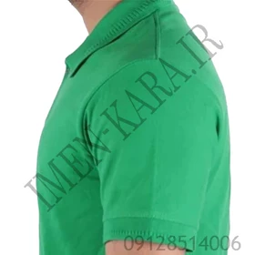 تیشرت کار یقه دار دکمه‌ایی سبز روشن