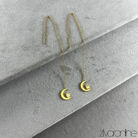 گوشواره زنانه بخیه ای مدل ماه و جغد 20423