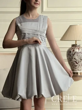 پیراهن ساتن دامن پفی