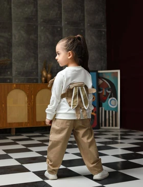 بلوز شلوار کتان اسپرت رنگ نخودی کد 3767