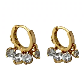 گوشواره زنانه ژوپینگ مدل الیارا طرح حلقه‌ای آویز نگین