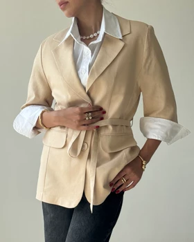 کت آستین سه ربع کد 100128 (کرم)