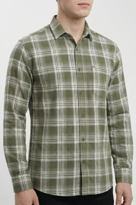 پیراهن مردانه چهارخانه آستین بلند نخ پنبه شیک 422