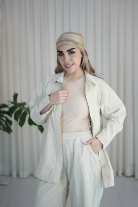 ست شومیز شلوار لینن کد 7107