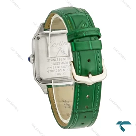 ساعت کارتیر سانتوس دومونت زنانه نقره ای بند چرم سبز متوسط Cartier-7920-L