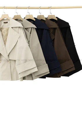 ترنچ کت کتان دودکمه کد1004338