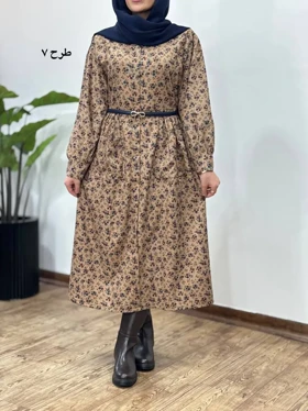 پیراهن مانتویی پاییزه طرحدار آیسو سانیا 1