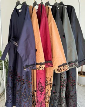 مانتو کتان با خرج کار مخمل کوب