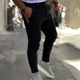 شلوار مردانه مدل اسلش رنگ مشکی کمرهیتلری بنگال کش