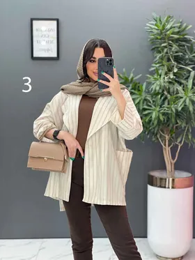 مانتو کتی راه راه تک دکمه