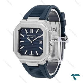 ساعت پتک فیلیپ Cubitus مردانه نقره ای بند رابر سرمه ای Patek-6928-G