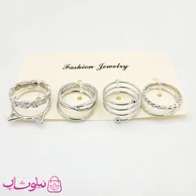 پک انگشتر زنانه 7 عددی نقره ای