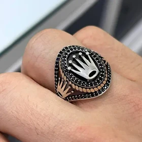 انگشتر نقره مردانه ترک مدل رولکس (Rolex)