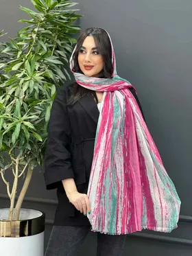 شال حریرنخ آبرنگی خطی